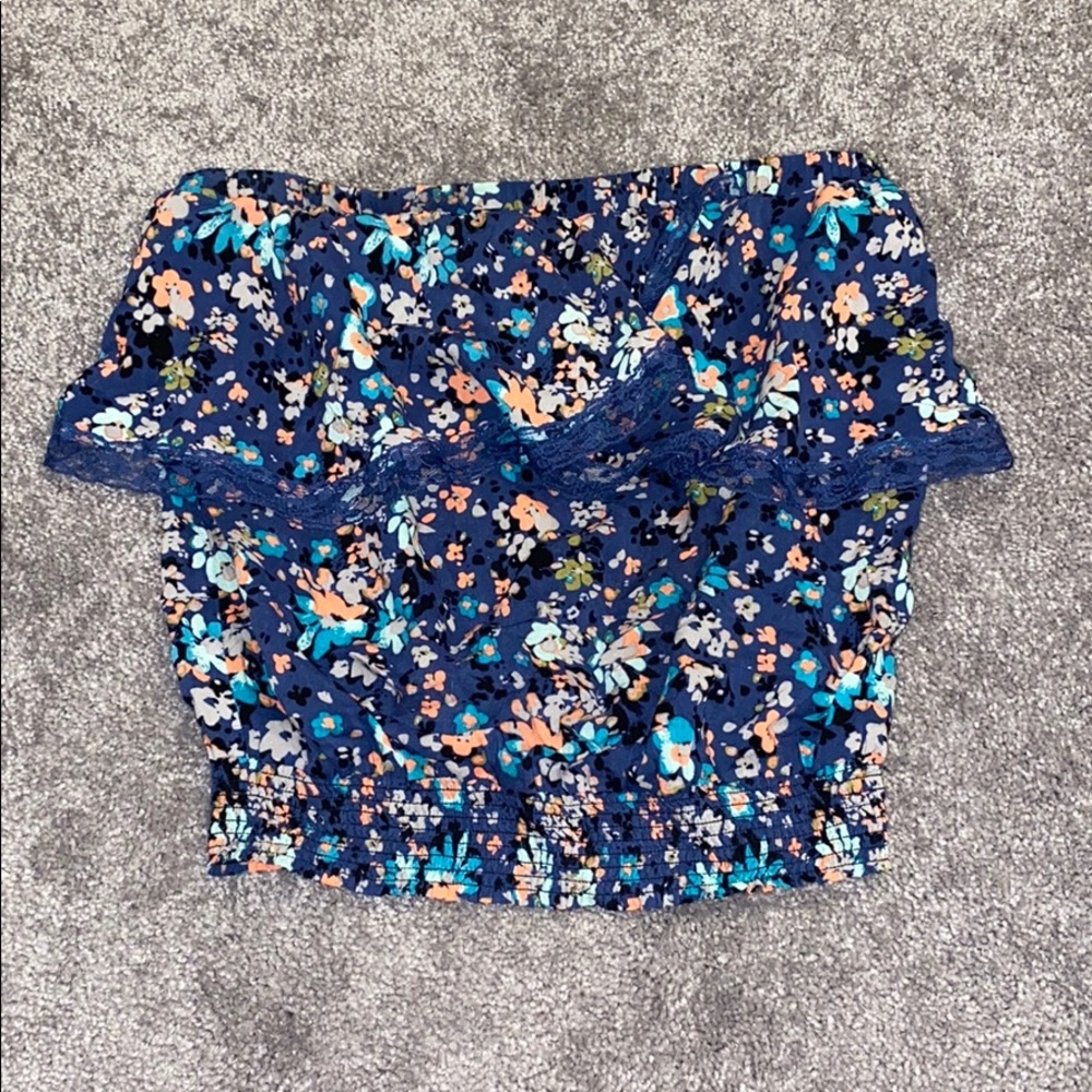 Strapless floral shirt